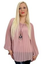 plisirana roza bluza