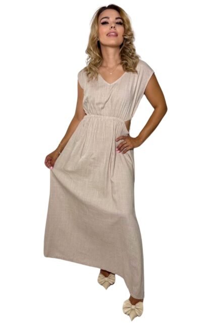 bež maxi obleka
