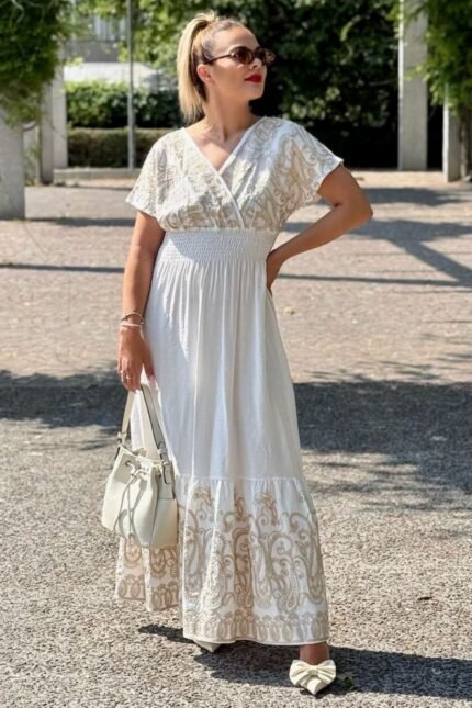 ZNIŽANO 102 bež maxi obleka