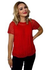 rdeča čipkasta bluza