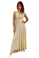DOLGA BEŽ ELEGANTNA OBLEKA ROBERTINA
