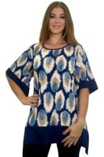 modra poletna tunika za močnejše dame