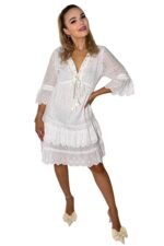 bela čipkasta poletna obleka