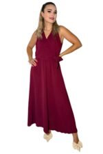 dolga rdeča poletna obleka