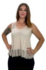 bež čipkast top