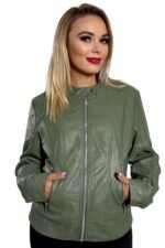 olivno zelena usnjena jakna