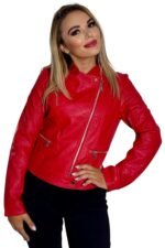 rdeča usnjena jakna