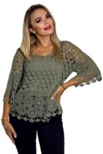 zelena čipkasta bluza